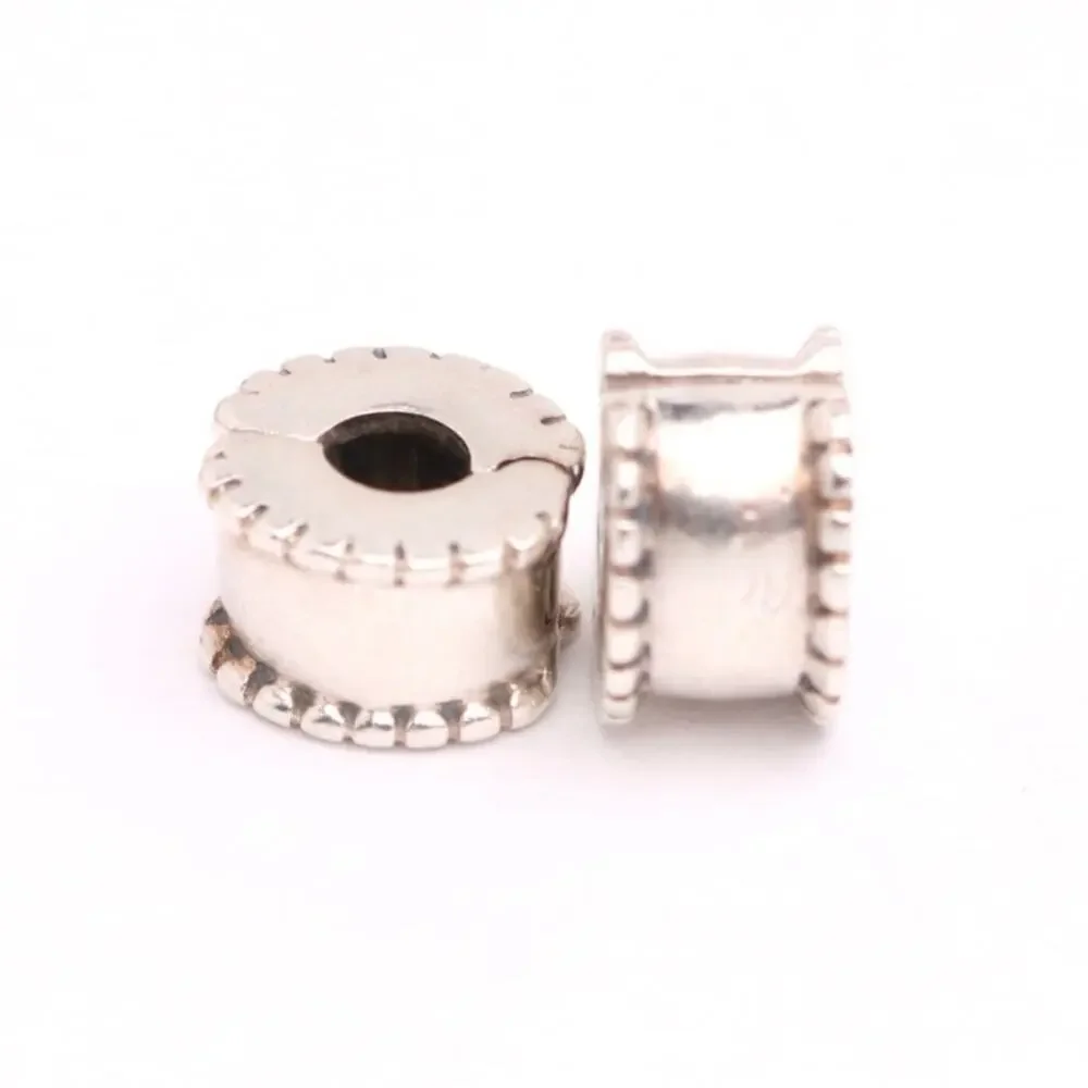 Two Authentic PANDORA Sterling Silver Beveled Clips